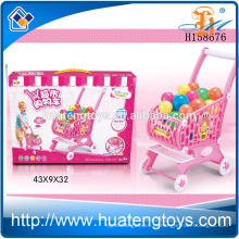 Новый продукт Дети пластиковые супермаркет Покупки игрушка Покупки тележки игрушка с мячом H158676